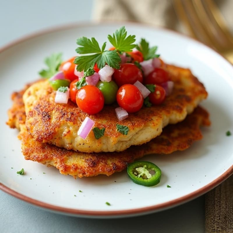 Crispy Plantain Tostones with Herb-Marinated Chicken and Fresh Pico de Gallo