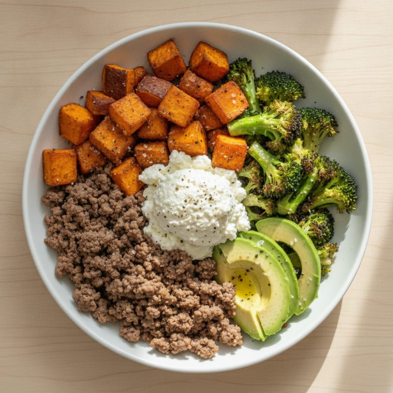 Ground Beef & Roasted Vegetable Bowl