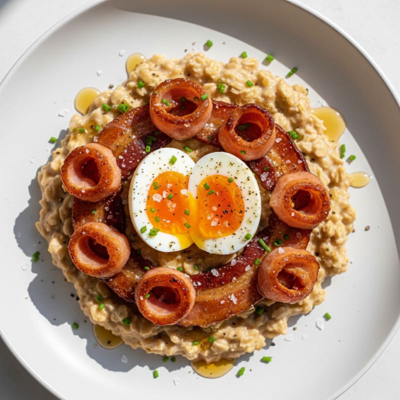 Honey-Glazed Bacon and Egg Oats