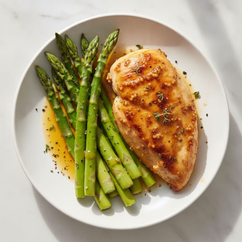 Honey-Mustard Roasted Chicken with Asparagus