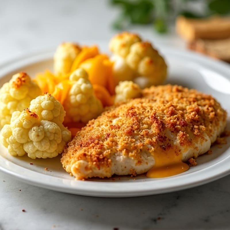 Crispy Baked Cheesy Chicken and Cauliflower Bake