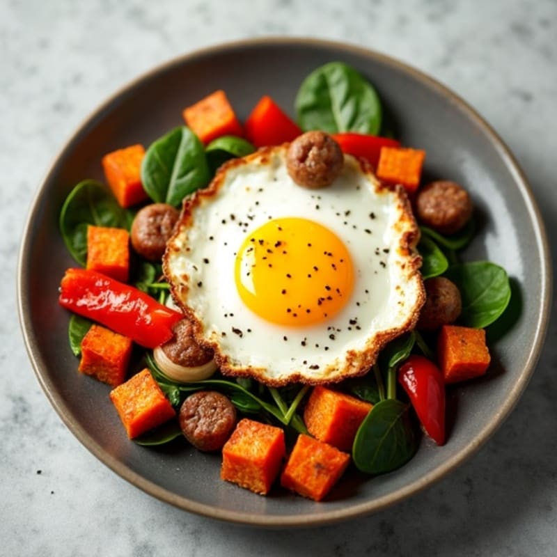 Crispy Egg and Sweet Potato Hash