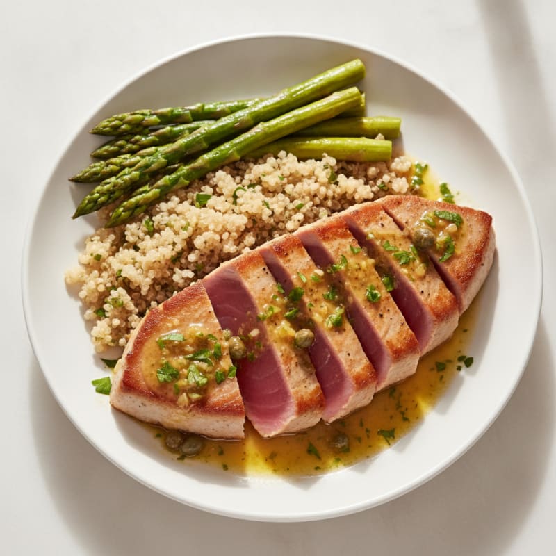 Pan-Seared Tuna with Lemon-Herb Sauce