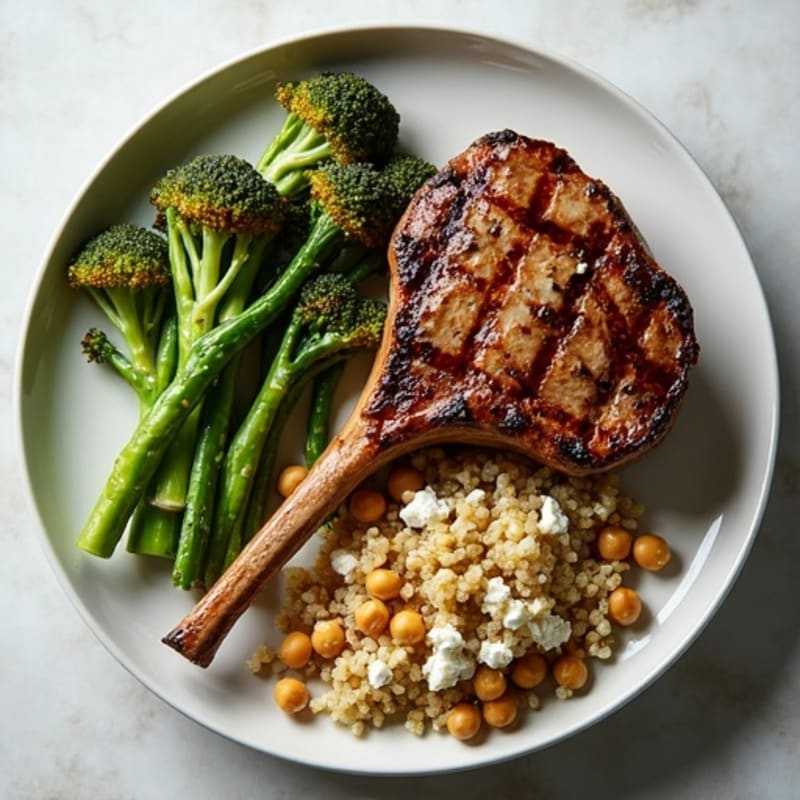 Grilled Lamb Chops with Roasted Broccolini and Quinoa Salad