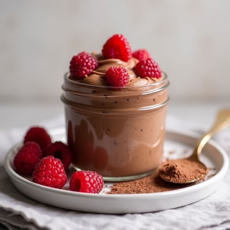 Silky Protein Chocolate Greek Yogurt Mousse with Almond Butter Swirl