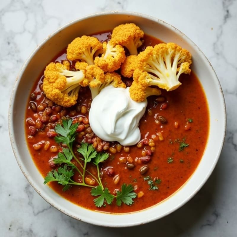 Spiced Lentil Curry with Roasted Cauliflower