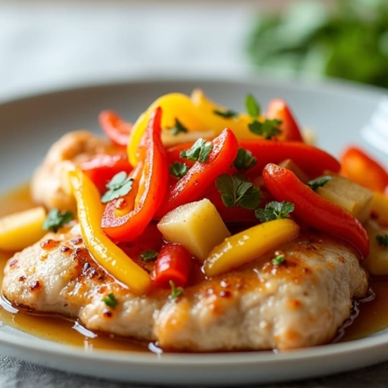 Baked Sweet and Sour Chicken with Roasted Bell Peppers