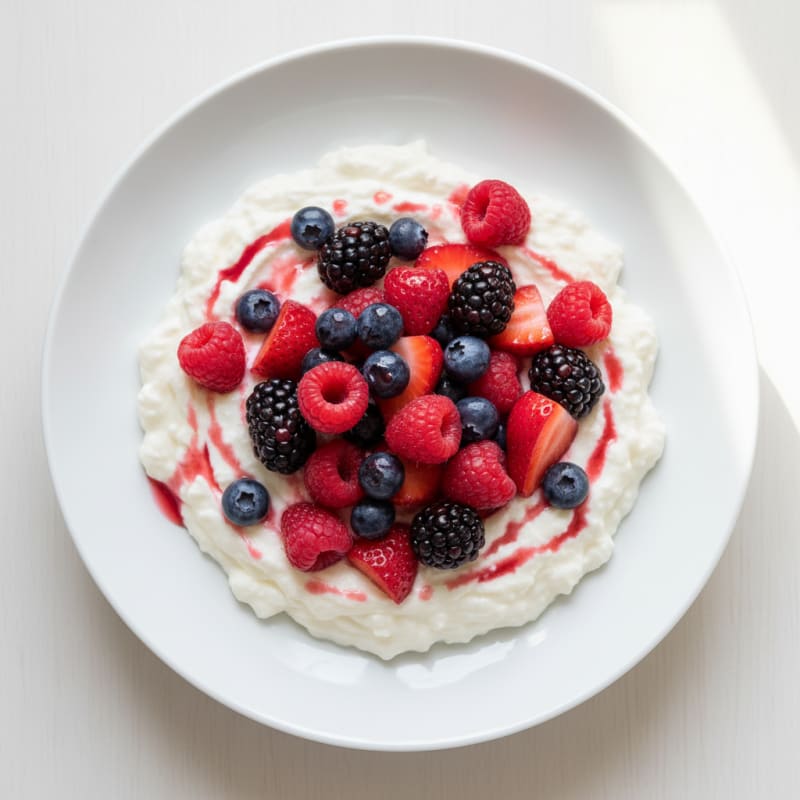 Silky Greek Yogurt Protein Pudding with Mixed Berries