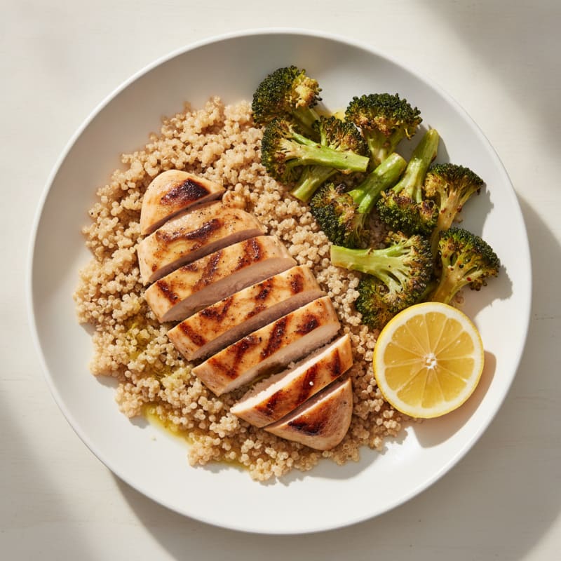 Grilled Chicken and Quinoa Power Bowl with Roasted Broccoli
