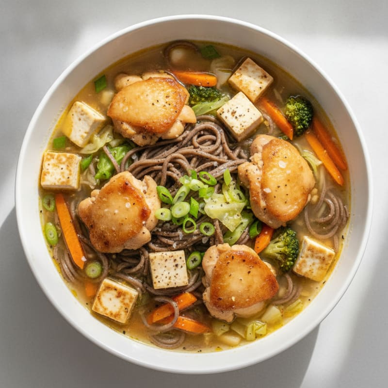 Ginger Chicken and Tofu Noodle Soup
