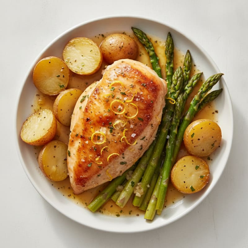 Lemon-Herb Roasted Chicken with Asparagus