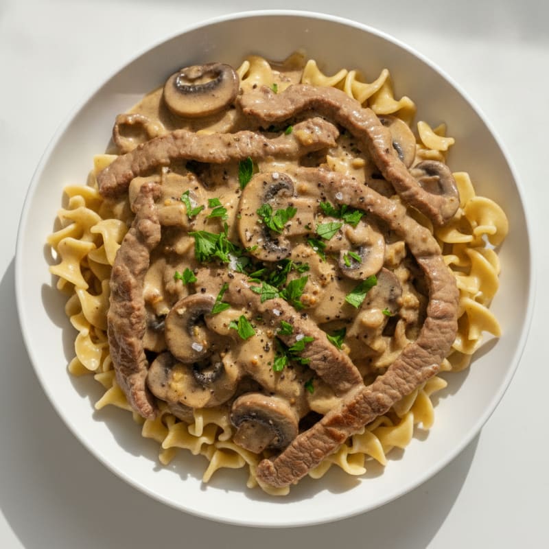 Classic Beef Stroganoff with Egg Noodles