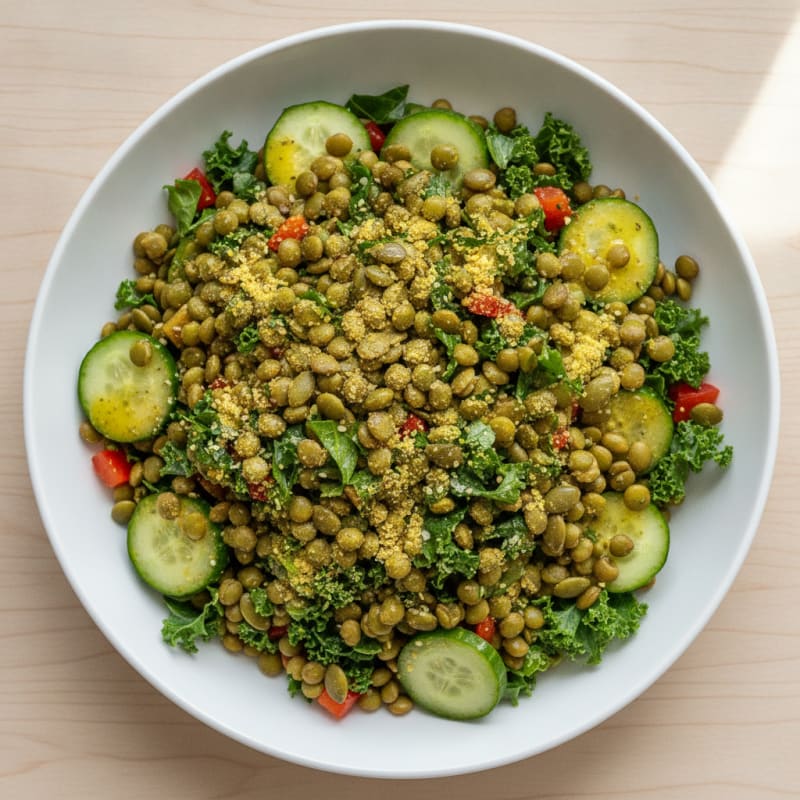 Sprouted Lentil Power Salad with Lemon-Herb Dressing