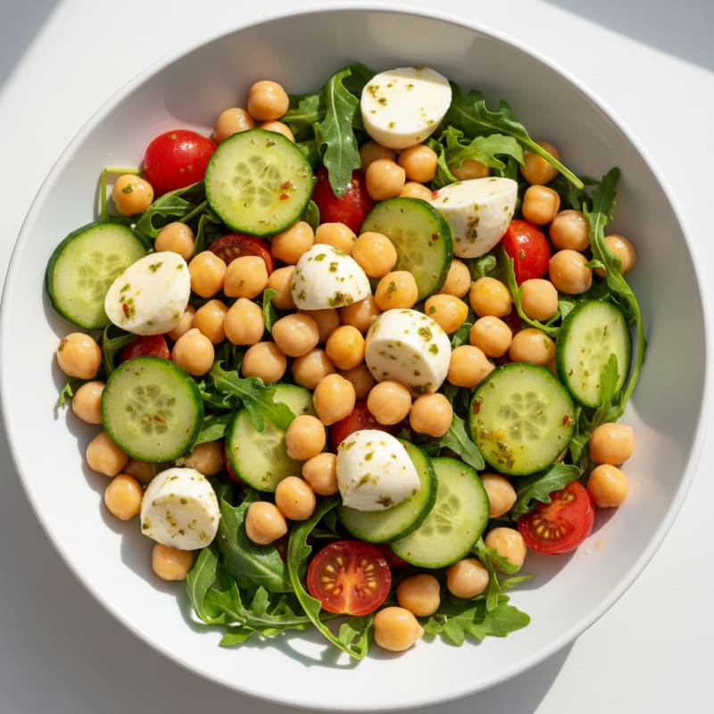 Chickpea and Mozzarella Salad with Lemon Dressing