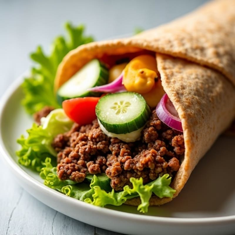 Lean Ground Beef Wheat Wrap with Crisp Vegetables