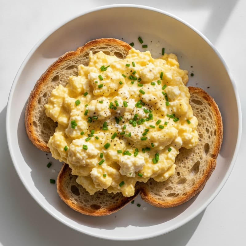 Scrambled Eggs with Cottage Cheese and Chives