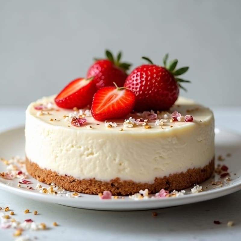 Creamy Protein Cheesecake with Fresh Strawberries