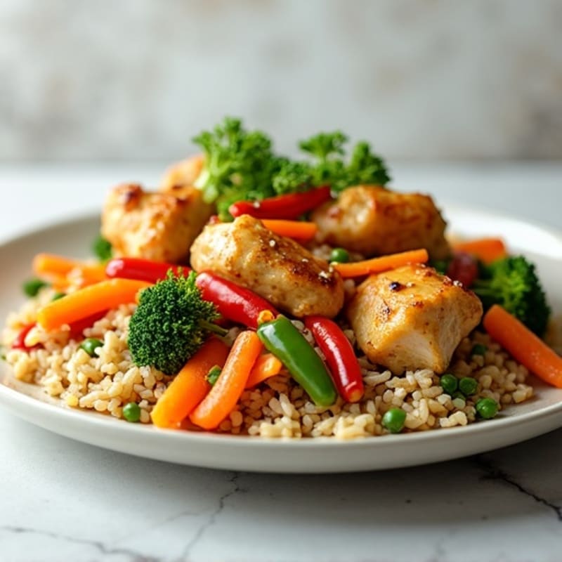 Healthy Chicken and Brown Rice Stir-Fry with Crispy Veggies