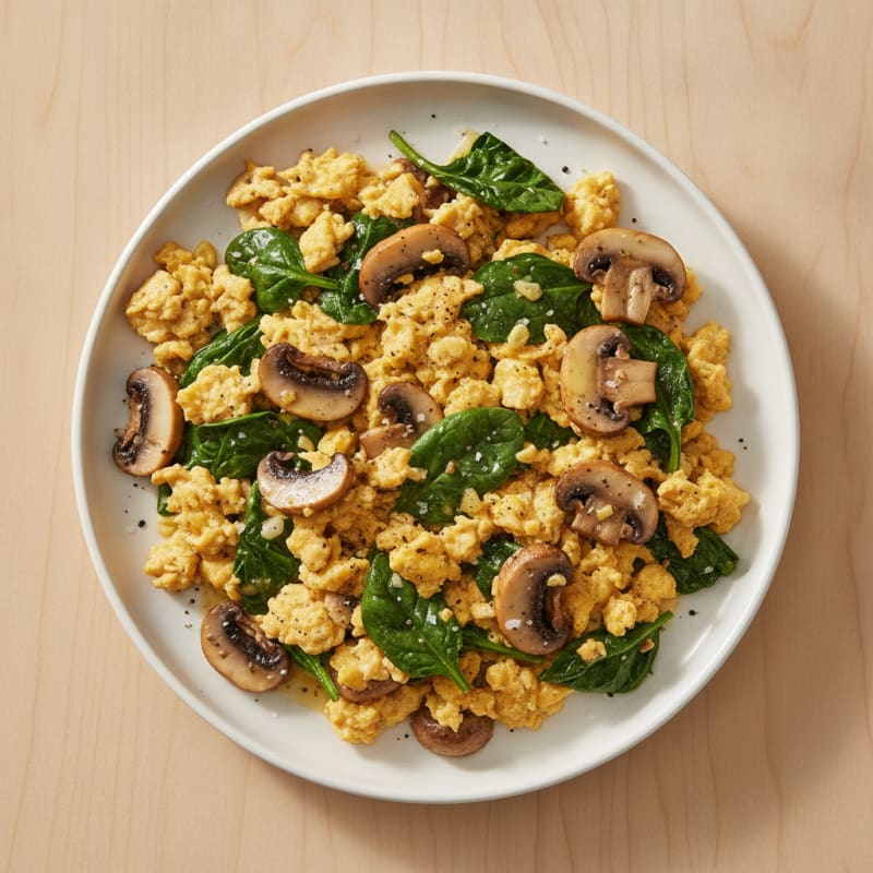 Hearty Scrambled Eggs with Sautéed Greens