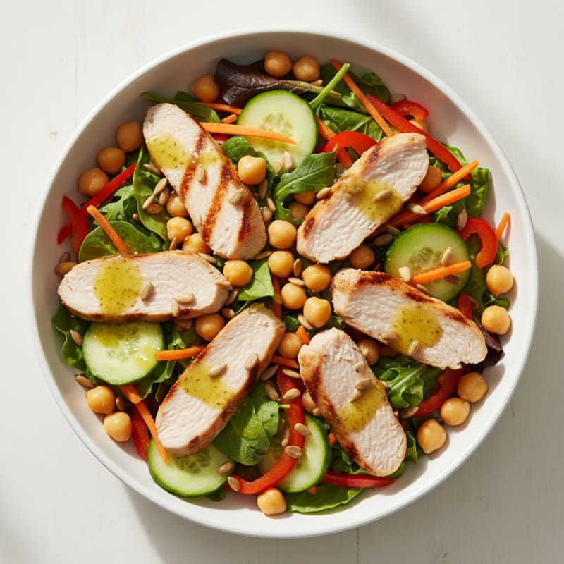 Grilled Turkey Breast Salad with Chickpeas and Crunchy Vegetables