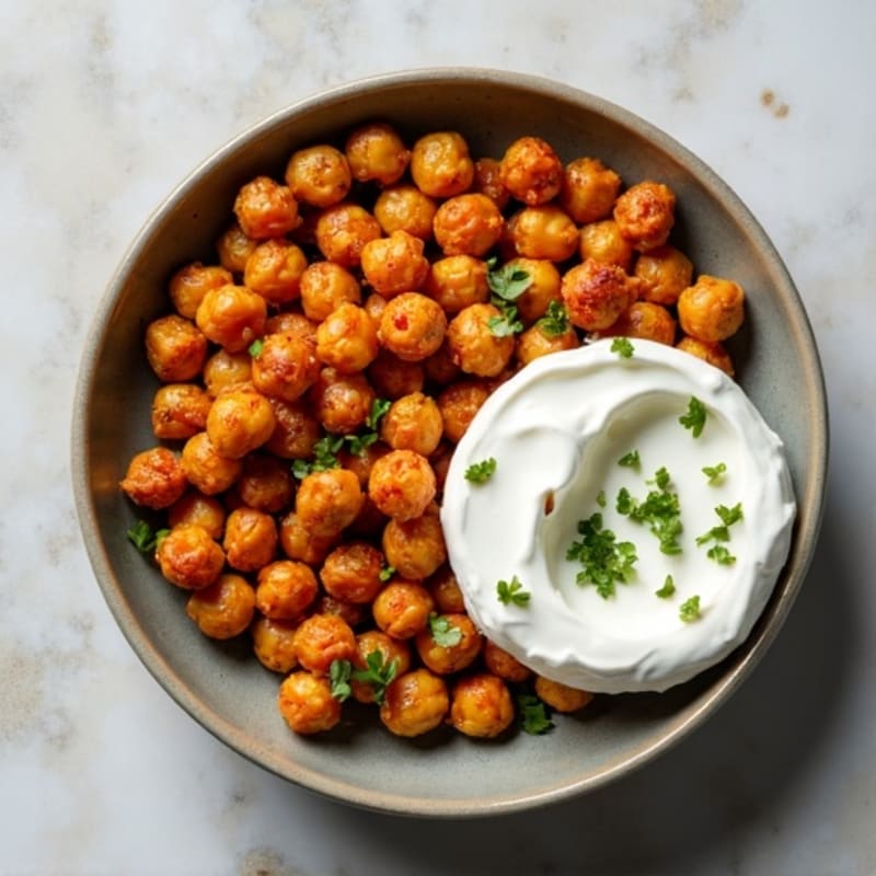 Crispy Roasted Chickpeas with Greek Yogurt Dip
