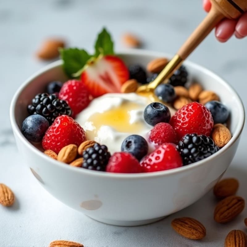 Creamy Greek Yogurt Protein Bowl with Mixed Berries and Almonds