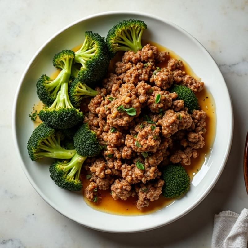 Herb-Spiced Ground Lamb Skillet with Roasted Broccoli