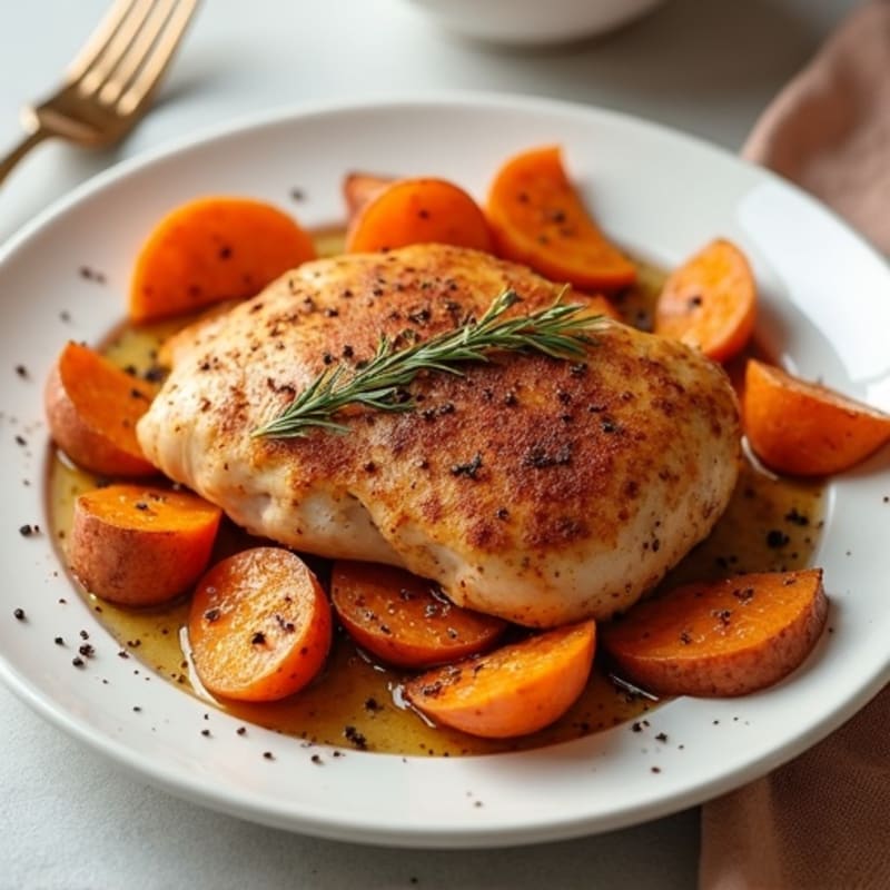 Cinnamon-Spiced Roasted Chicken with Sweet Potatoes