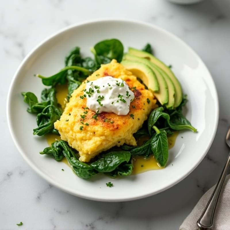 Egg White and Spinach Scramble with Cottage Cheese