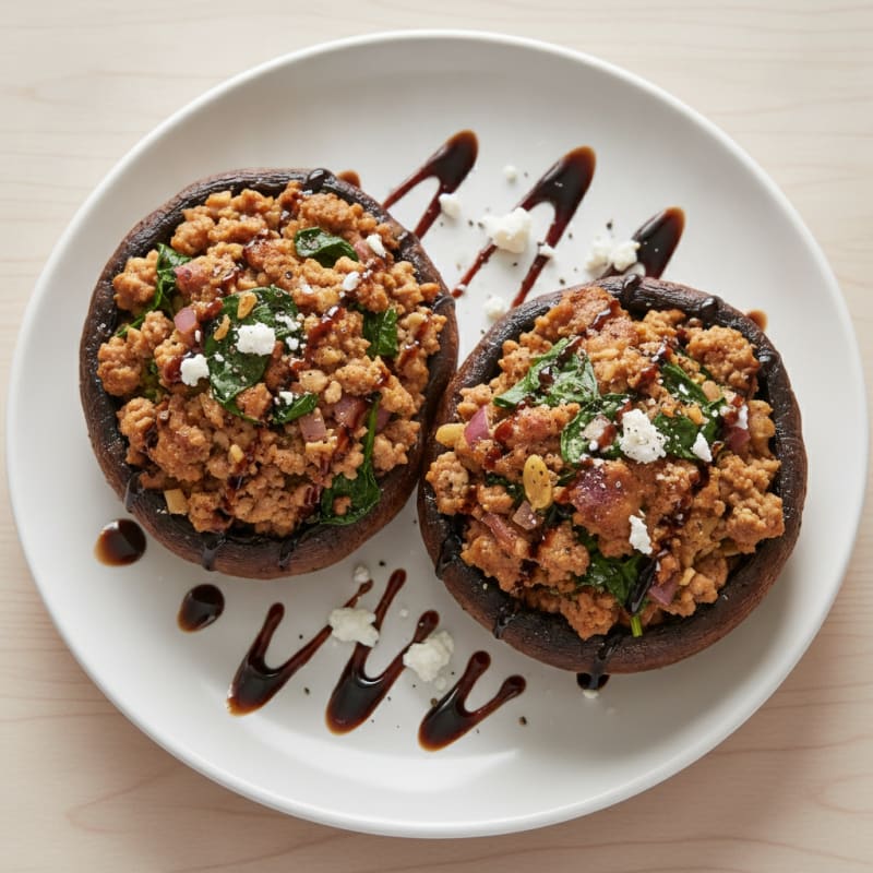 Herb-Stuffed Portobello Mushrooms with Balsamic Glaze