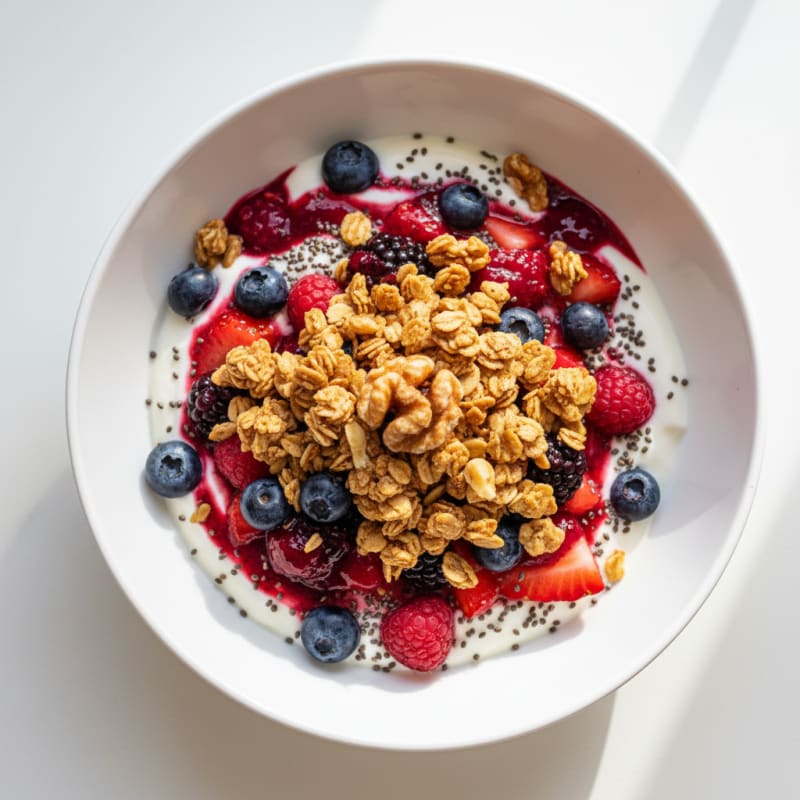 Creamy Greek Yogurt Parfait with Mixed Berries and Chia Seeds