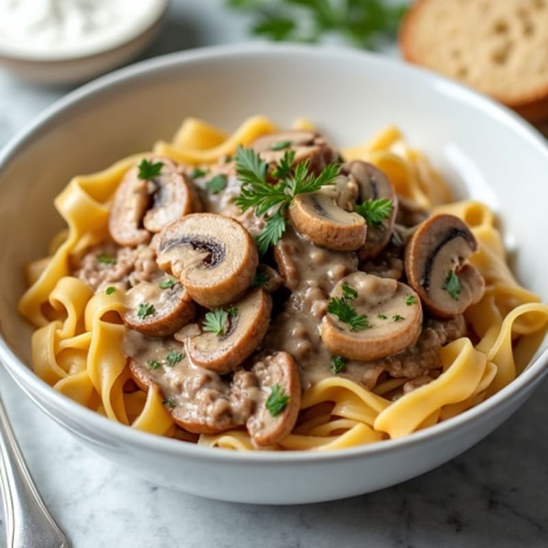 Creamy Lean Beef and Mushroom Stroganoff