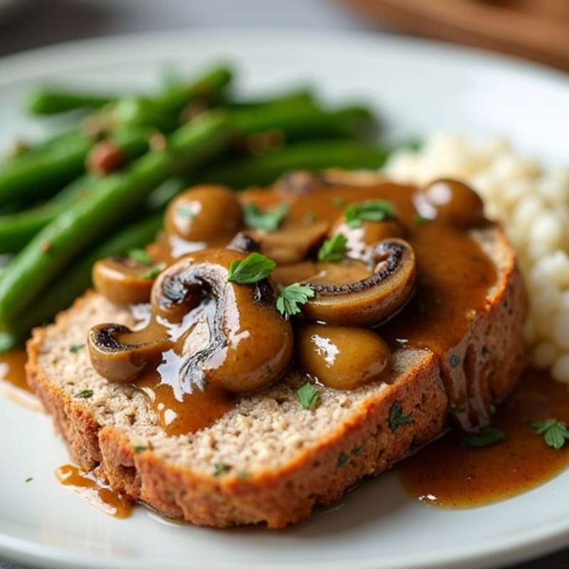Herb-Seasoned Turkey Meatloaf with Mushroom Gravy