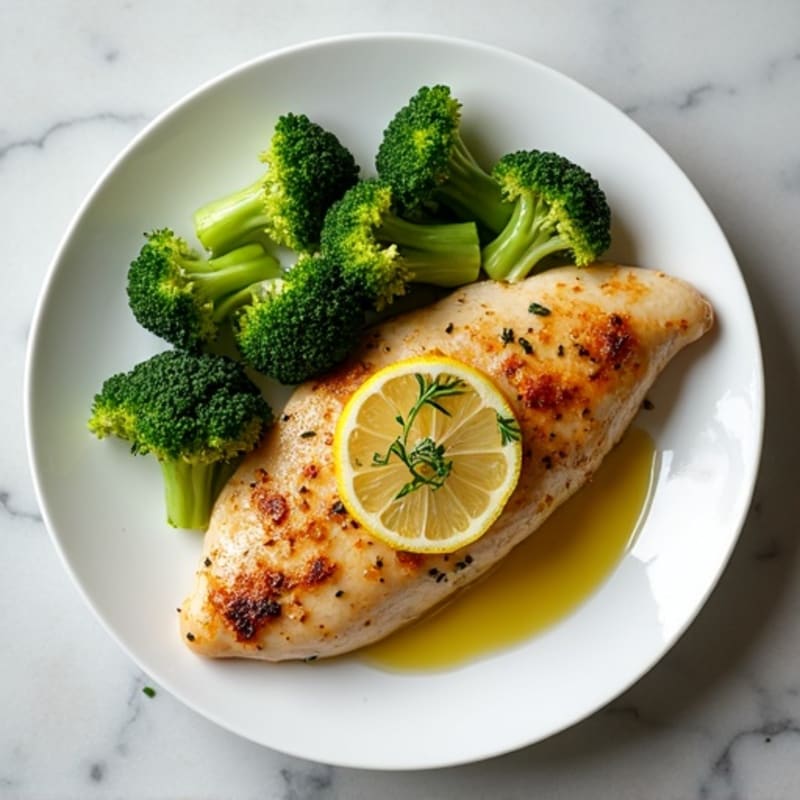 Lemon-Herb Roasted Chicken Breast with Steamed Broccoli