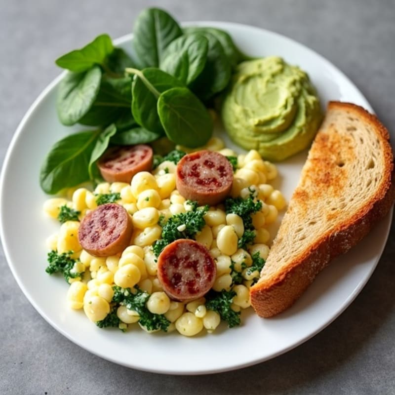 Egg White Scramble with Spinach and Turkey Sausage