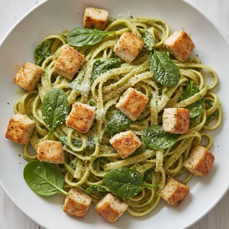 Creamy Pesto Chicken Linguine