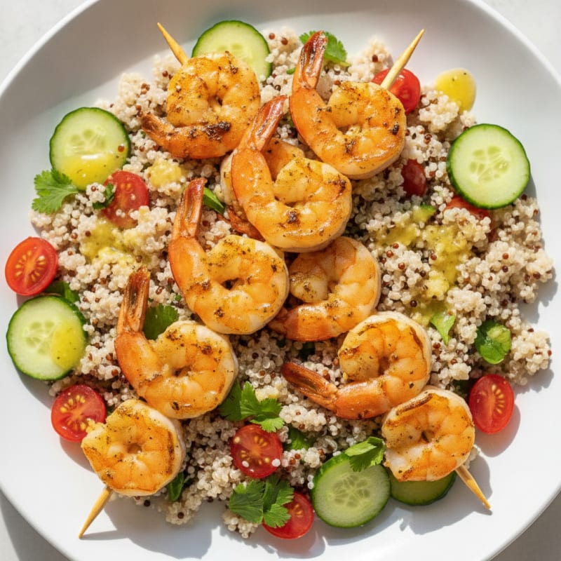 Grilled Shrimp and Quinoa Salad with Lemon Dressing