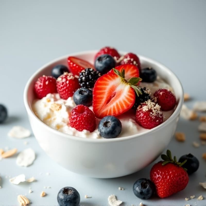 Silky Greek Yogurt Bowl with Protein Powder and Fresh Berries