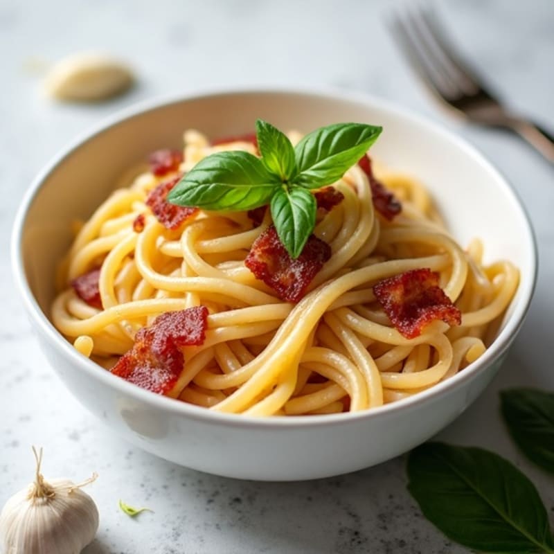 Healthy Creamy Pasta with Crispy Lean Bacon and Fresh Herbs