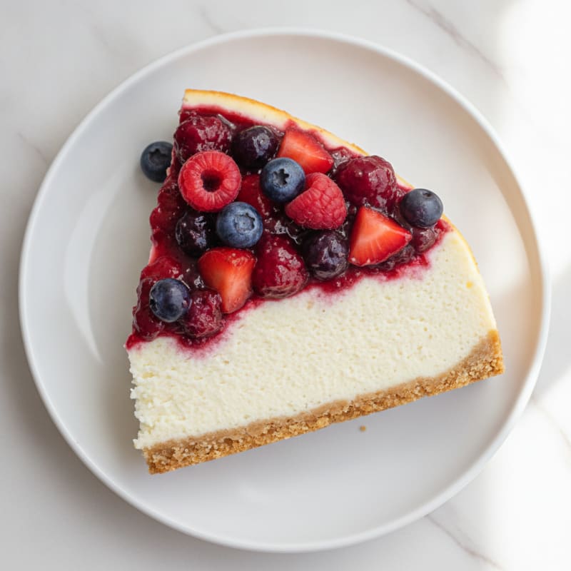Greek Yogurt Protein Cheesecake with Mixed Berries