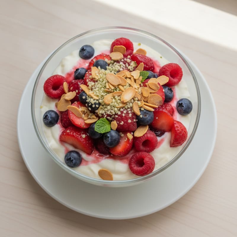 Greek Yogurt Protein Parfait with Mixed Berries