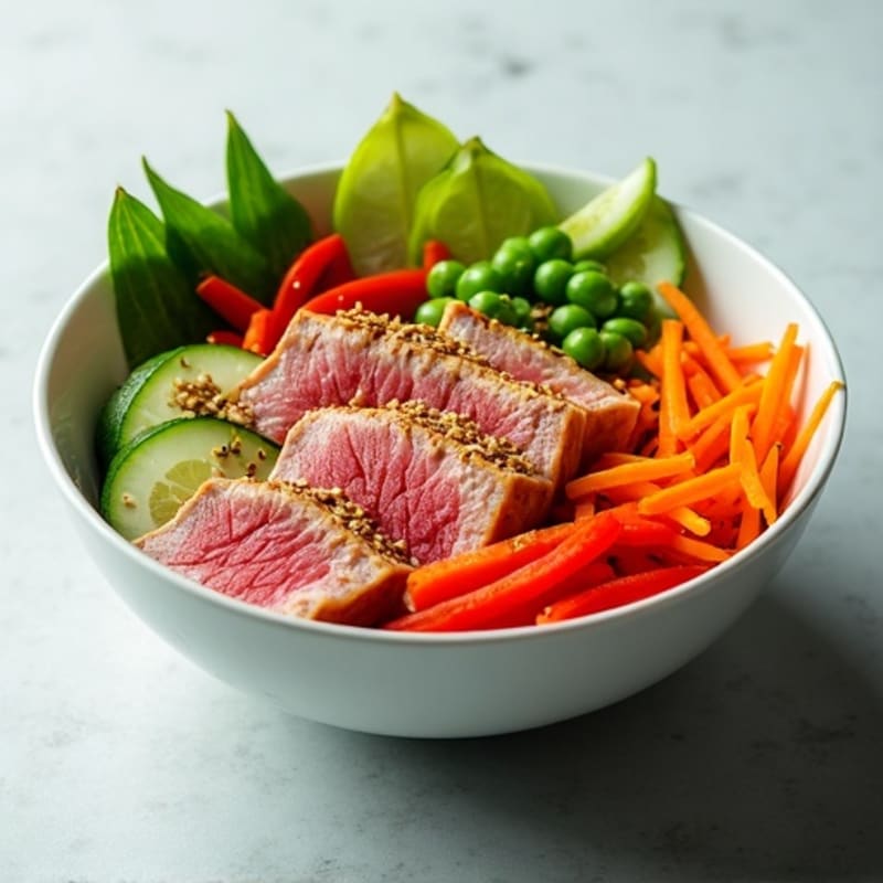 Fresh Tuna Bowl with Crunchy Vegetables and Sesame-Ginger Dressing