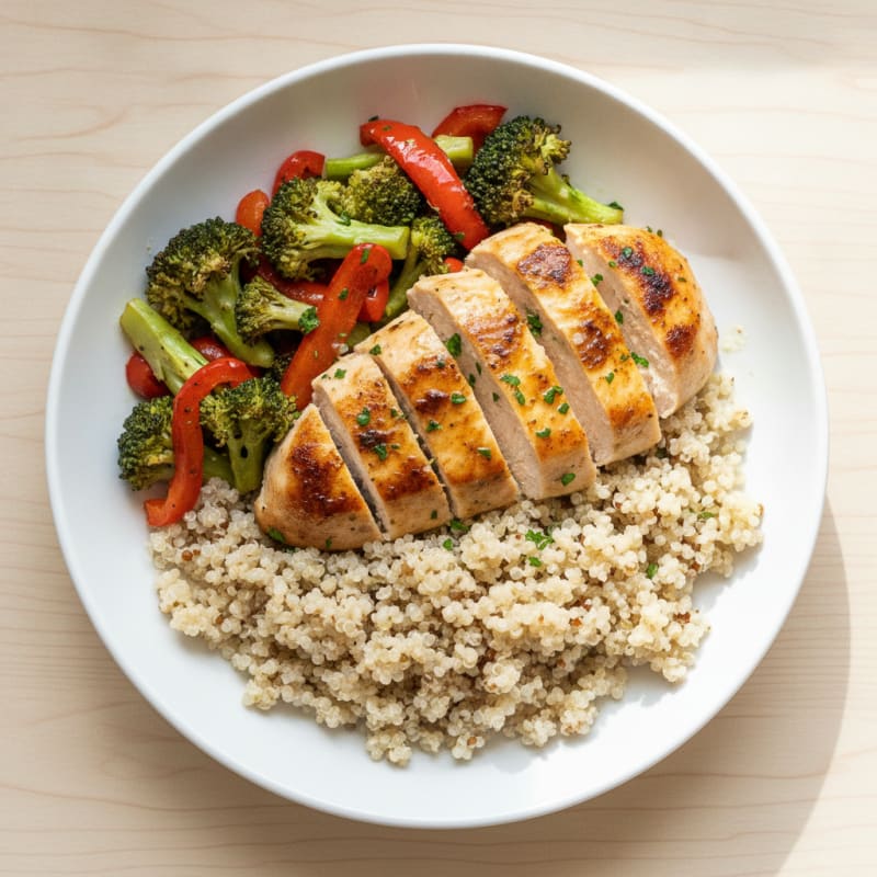 Garlic Herb Chicken with Quinoa and Roasted Vegetables