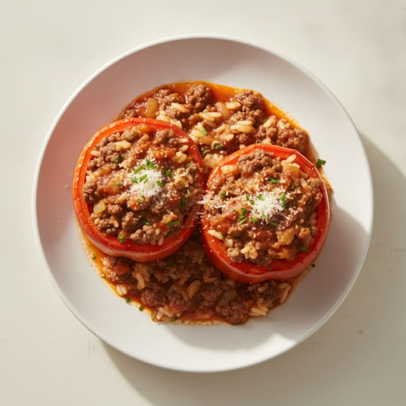 Beef and Rice Stuffed Bell Peppers