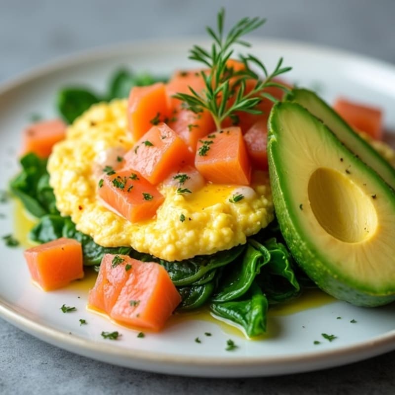 Egg White Scramble with Smoked Salmon and Spinach