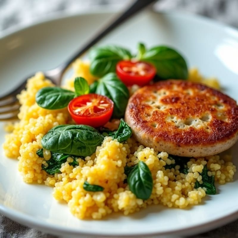 Egg White Scramble with Spinach, Turkey Sausage & Quinoa