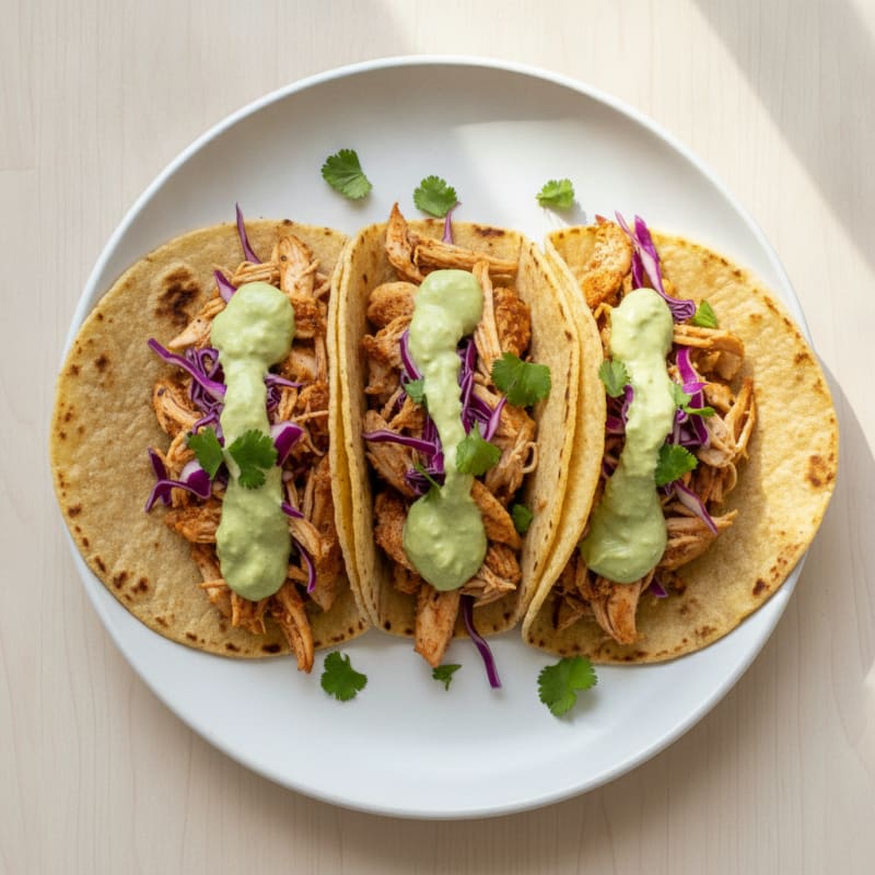 Chicken Tacos with Avocado Crema
