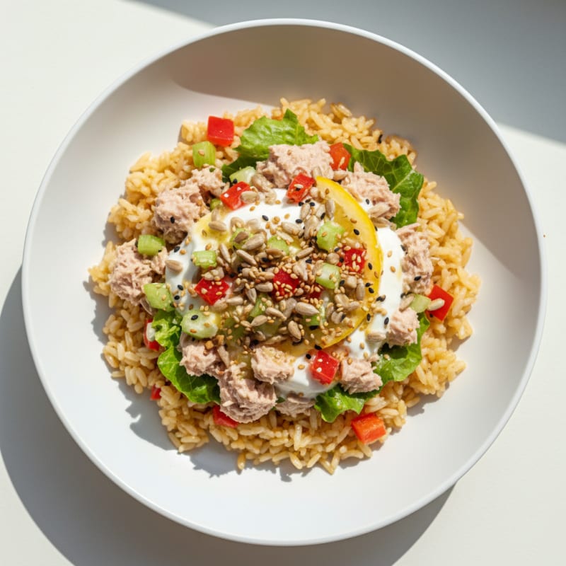 Crunchy Tuna Salad with Mixed Vegetables and Lemon Dressing