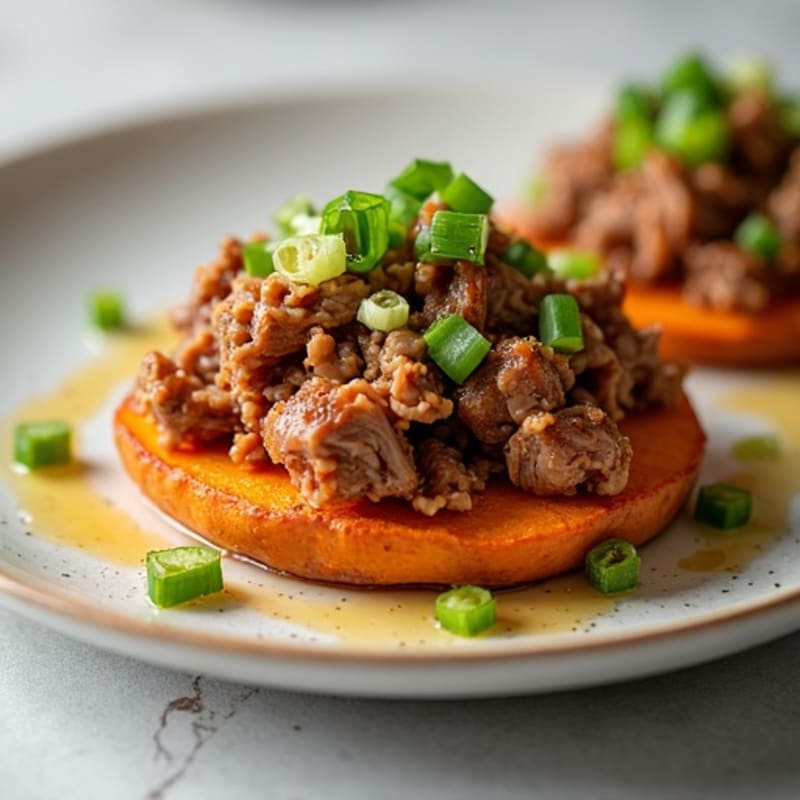 Pulled Pork Loaded Crispy Sweet Potato Rounds
