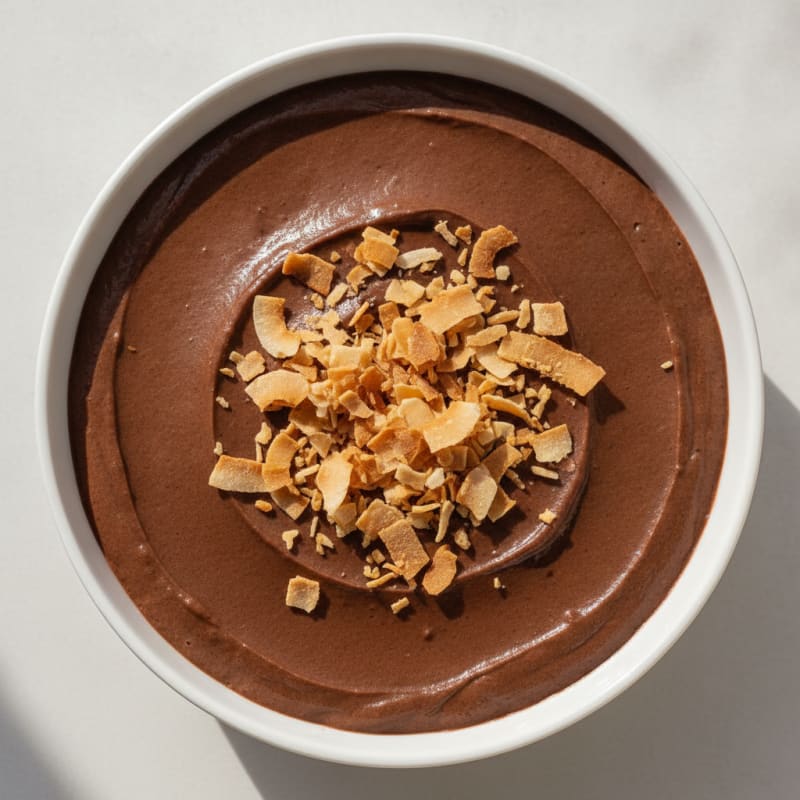 Chocolate Protein Pudding with Toasted Coconut